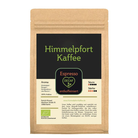Bio-Espresso entkoffeiniert - Himmelpfort Kaffee